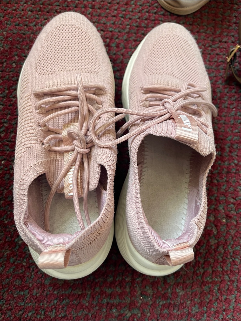 Women's Knit Lace-Up Sneakers in Blush Pink